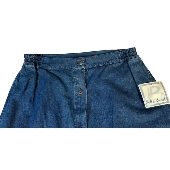Vtg Bobbie Brooks Ankle Length Denim Jean Skirt Button Front A-Line Pockets 10 - Picture 3 of 8